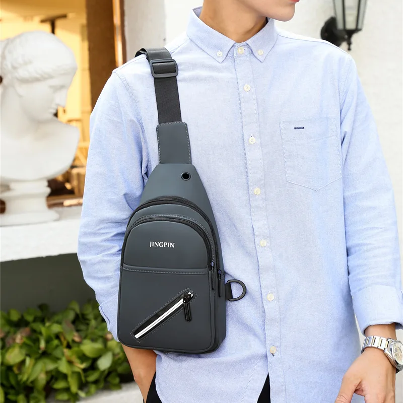 

2020 New Fashion Men's PU Leather Chest Bag Multifunctional Diagonal Waterproof and Wear-resistant Small Bag