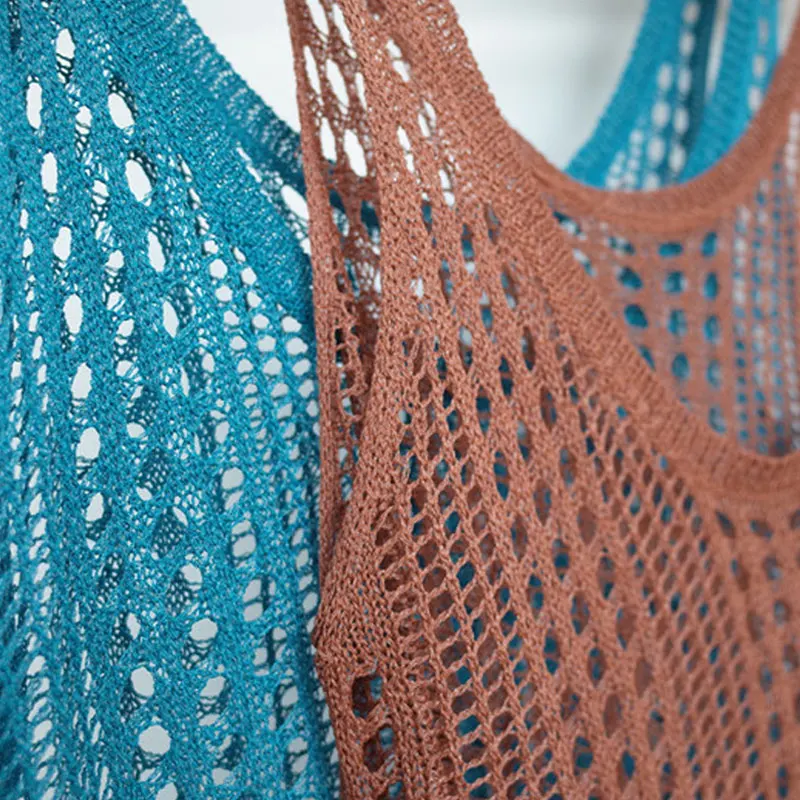 2021 вязаное крючком платье Пляжная накидка туника длинные Парео Бикини для