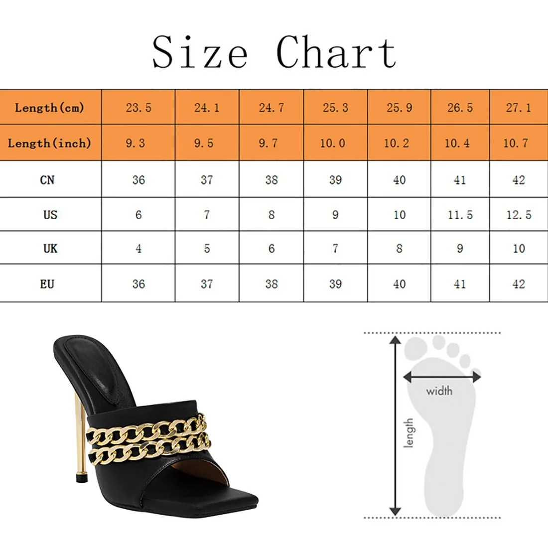 

Metal Chain Decoration High Heels Mules Sandals Thin High Heels Sandals Women Chain Square Toe Sandals Ladies Outdoor Shoes