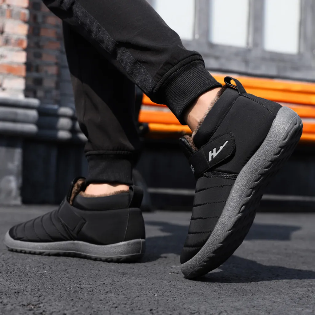 Men Boots Winter Shoes Warm Fur Snow Plush Inside Anti Skid Bottom Waterproof Black Men#3 | Обувь