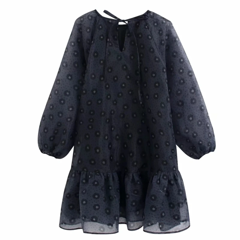 Женское винтажное мини-платье из органзы с цветочным принтом асимметричные