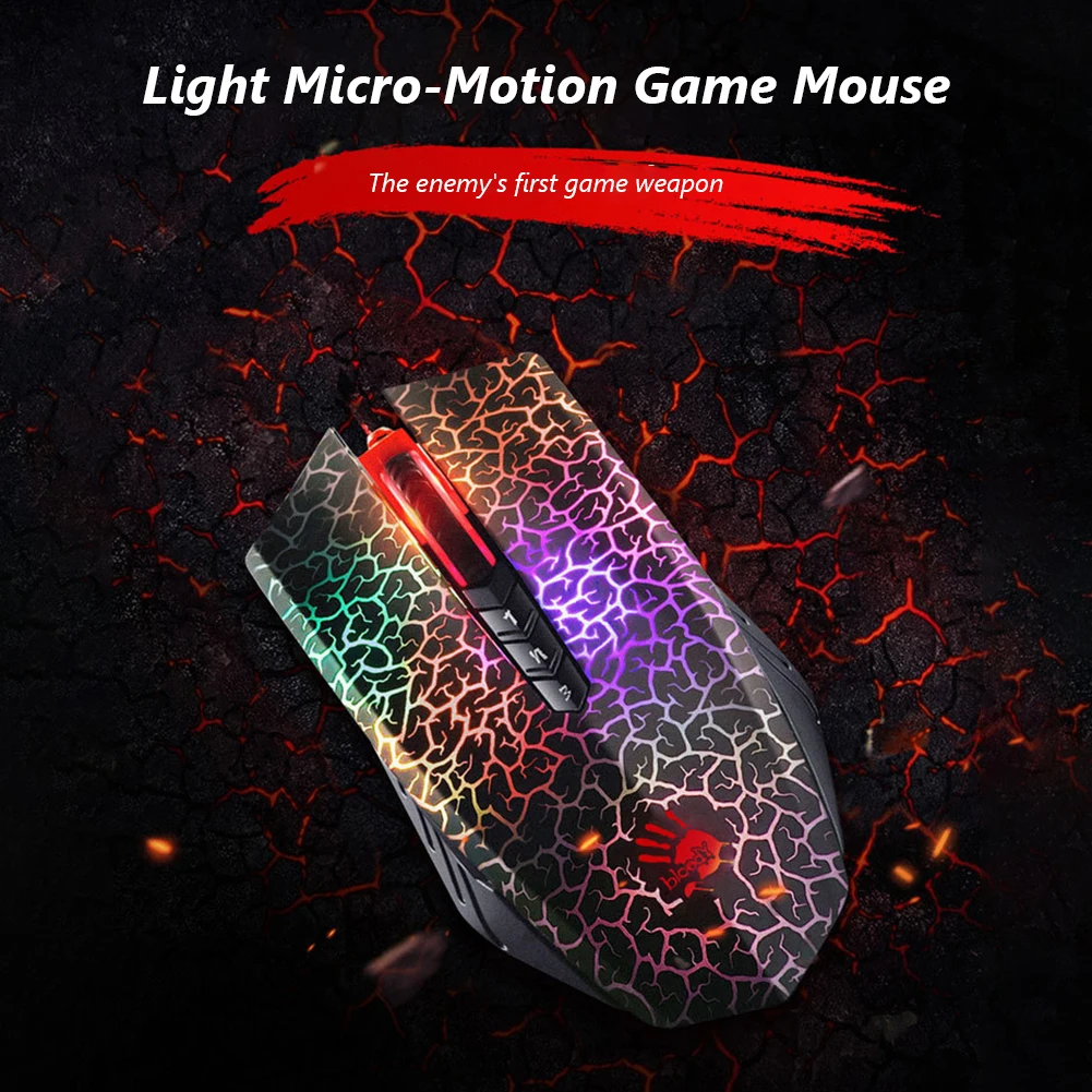 Оптическая игровая мышь Bloody A70 A90 4000DPI цветная блестящая проводная для ПК ноутбука