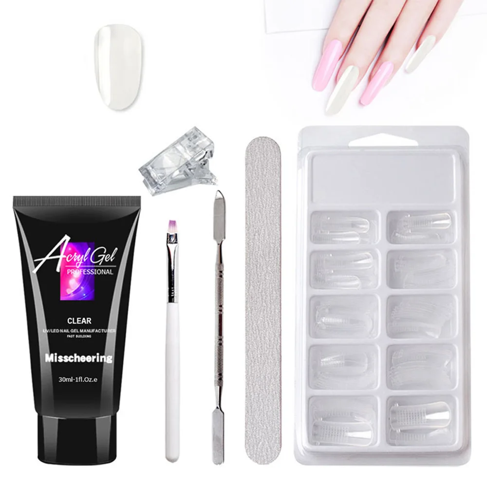 

Quick Extension Builder Poly UV Gel Nail Art Brush Tool Mold Tips Manicure Set