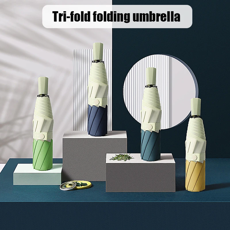 

Sun Umbrella for Women Compact Folding Coating Umbrella for Both Sun & Rain 3-fold 8 Ribs 95cm in Diameter Hogard