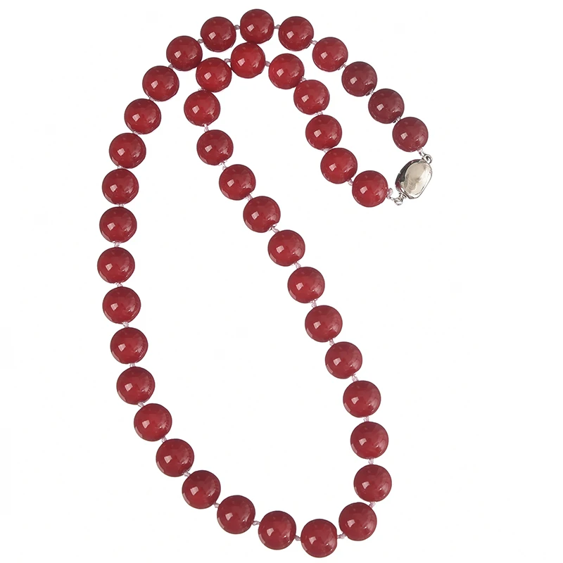 Новая мода ожерелье из красного коралла 10 мм Круглый Простой стиль ручной работы