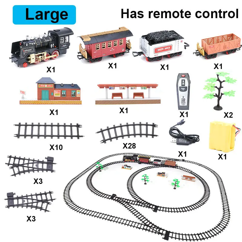 

New Electric Train Set RC Trains Toy Railway Remote Control Electric Rail Car Steam Train Children's Electric Railway Trains Toy