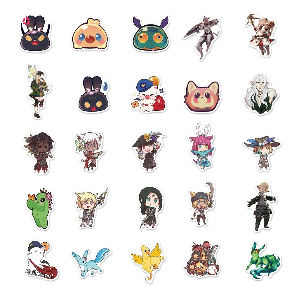 10/50 Buah Anime Jepang FINAL FANTASY FF1 Stiker Tahan Air DIY Laptop Mobil Helm Sepeda Gitar Skateboard Bagasi Stiker Keren
