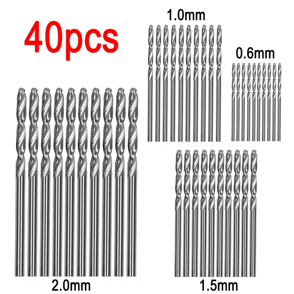 

40Pcs/Set High Quality HSS Straight Shank Twist Drill 0.6-2.0mm Micro Drill For Electrical Metal/Wood/Plastic Drill Bit Set