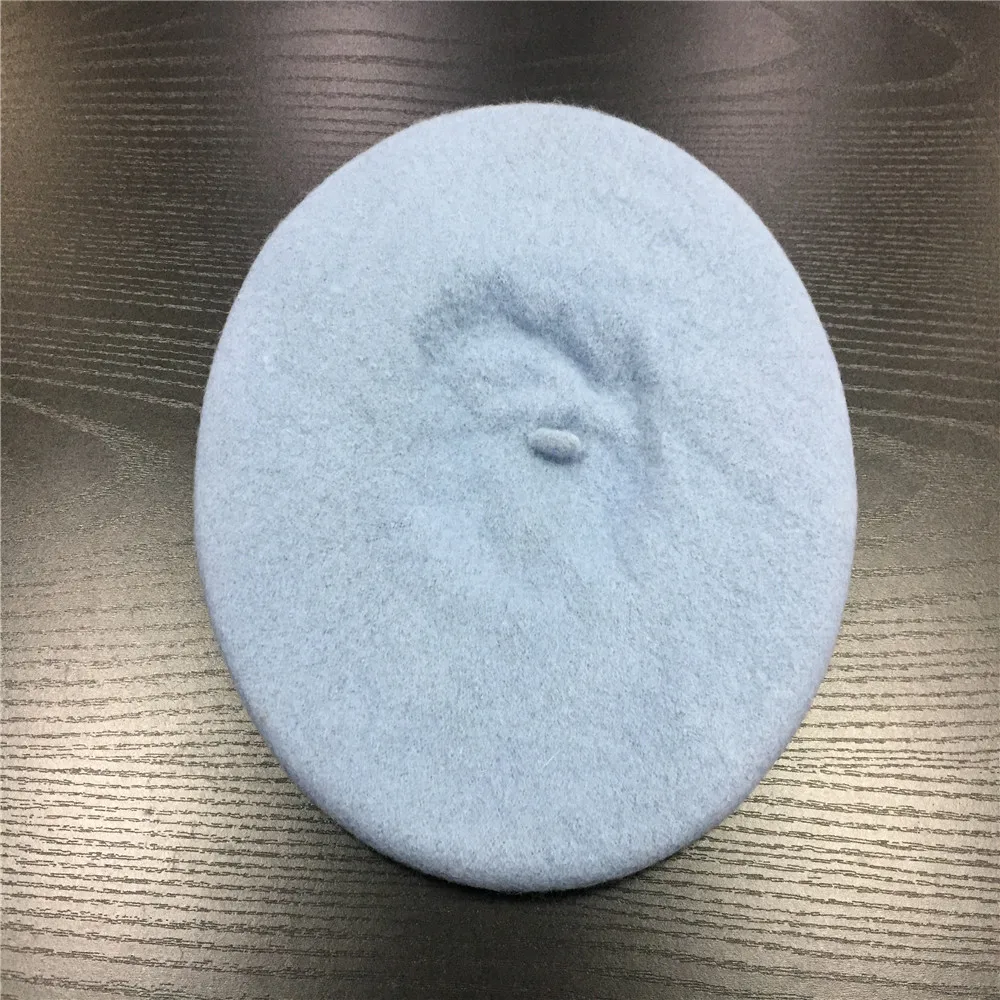 Blue Женская шерстяная шляпа, Женские однотонные зимние шапки для девочек, женские классические шляпы в стиле художника, светло-коричневые, горчичные, розовые, фиолетовые, красные шляпы - Цвет: Blue