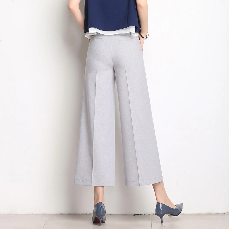 

Wide New Women Leg Cropped Pants High Waist Plus Size Fashion Loose Female Summer Thin Calf Length Pants White Red 6xl