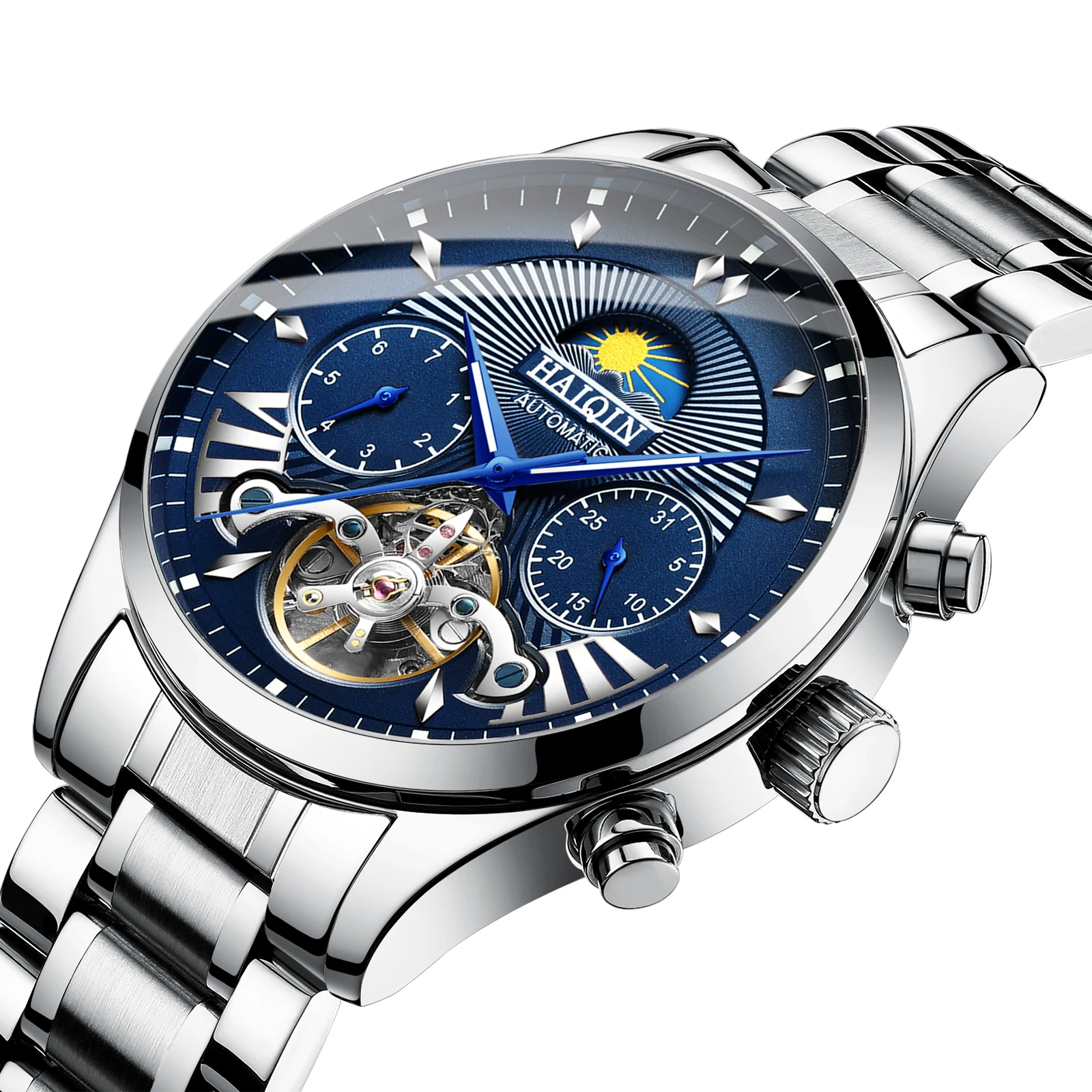 Новые Роскошные автоматические механические часы HAIQIN для мужчин Классические