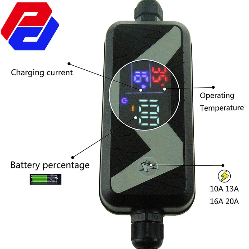 Портативное зарядное устройство Ev 8A 10A 16A 20A регулируемый ток Тип 2 IEC 62196 6 к