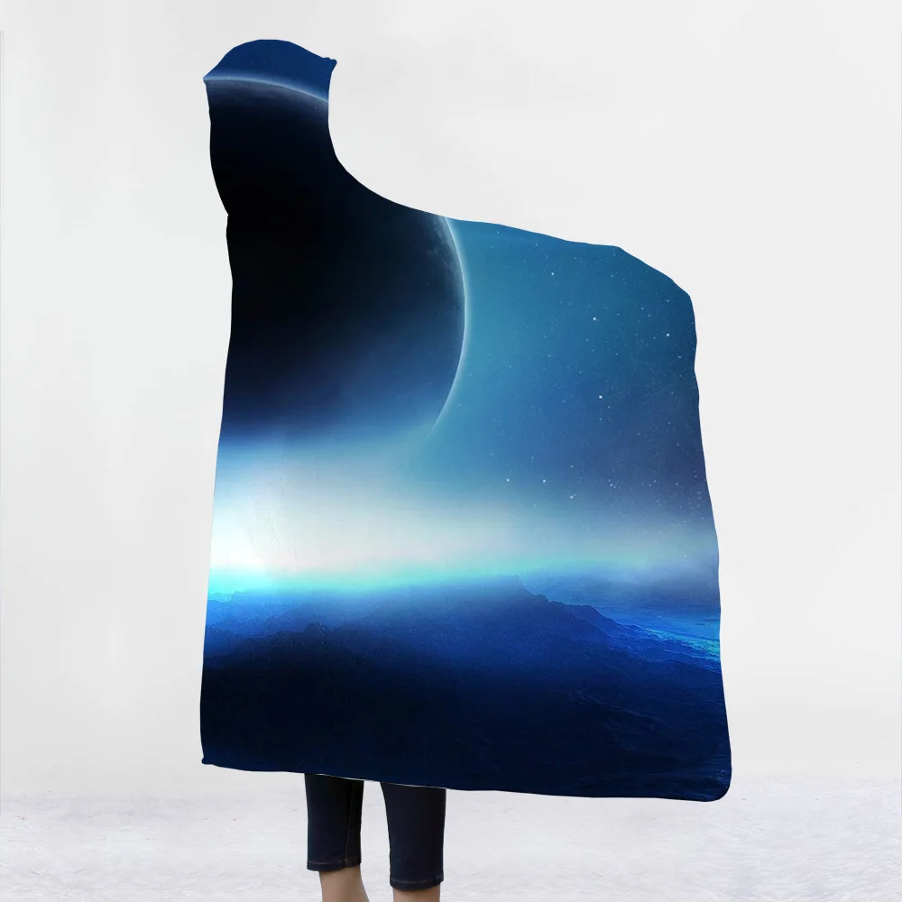 Одеяло с капюшоном Cosmic Galaxy, утепленный плащ из микрофибры, волшебная Сиеста, семейная одежда, одеяло для детей, Прямая поставка
