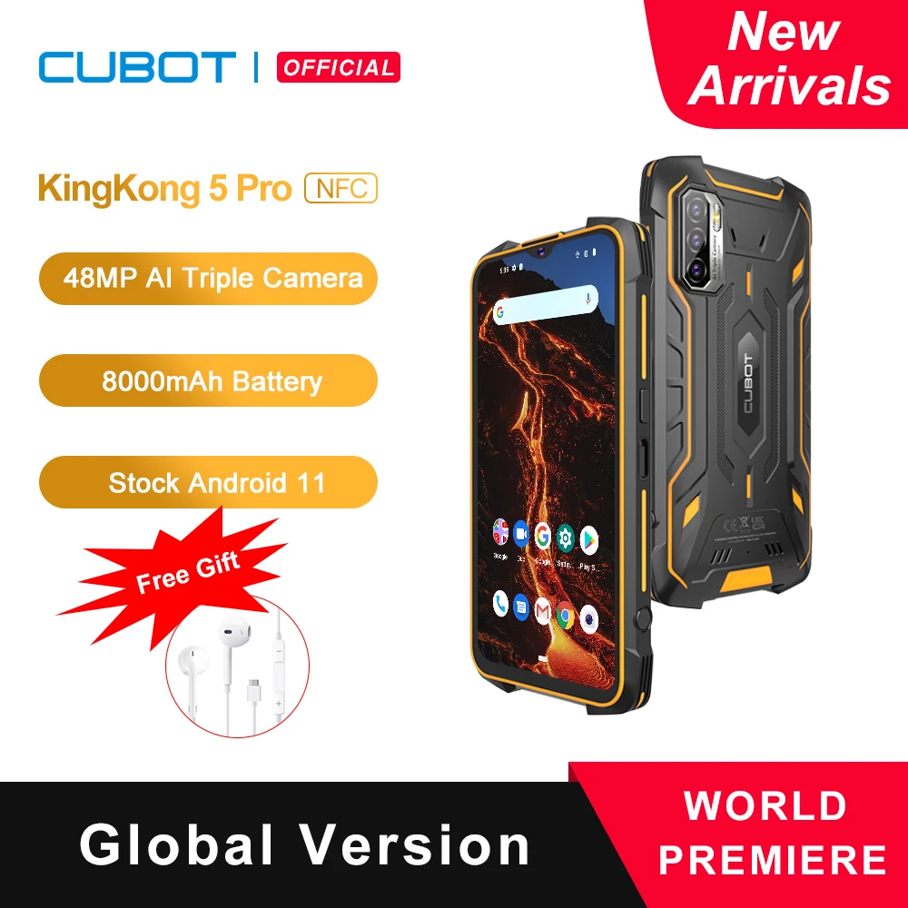 Cubot KingKong 5 Pro NFC Защищенный смартфон 2021 Android 11 Водонепроницаемый IP68/IP69K Глобальная 4G
