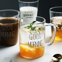 with a heat resistant glass breakfast cup small fresh good morning water cup nordic alphabet milk cup