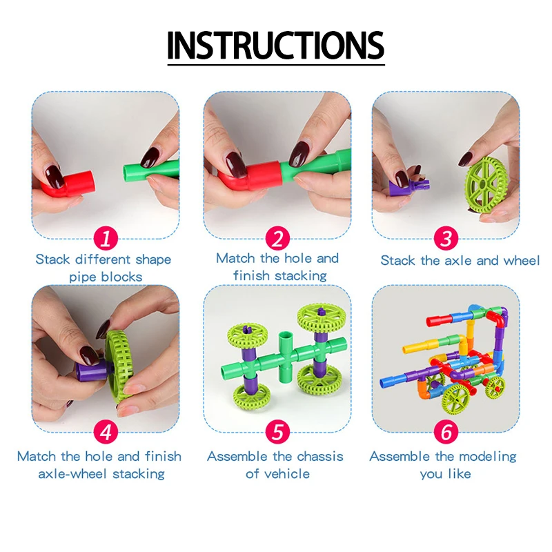

Children's Splicing Pipe Building Block Toy ABS Healthy Material Early Education Educational Toy Boy Girl Gift