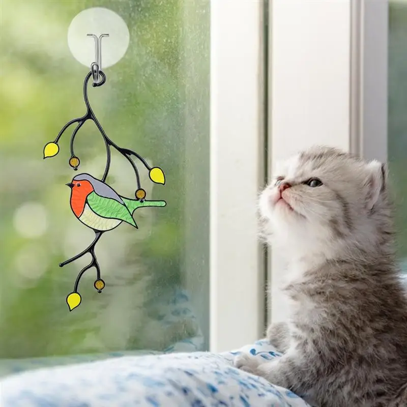 

Creative Acrylic Birds Species Stained Pendant Suncatcher Window Panel Bird Hanging Ornaments Wall Home Decoration Accessories