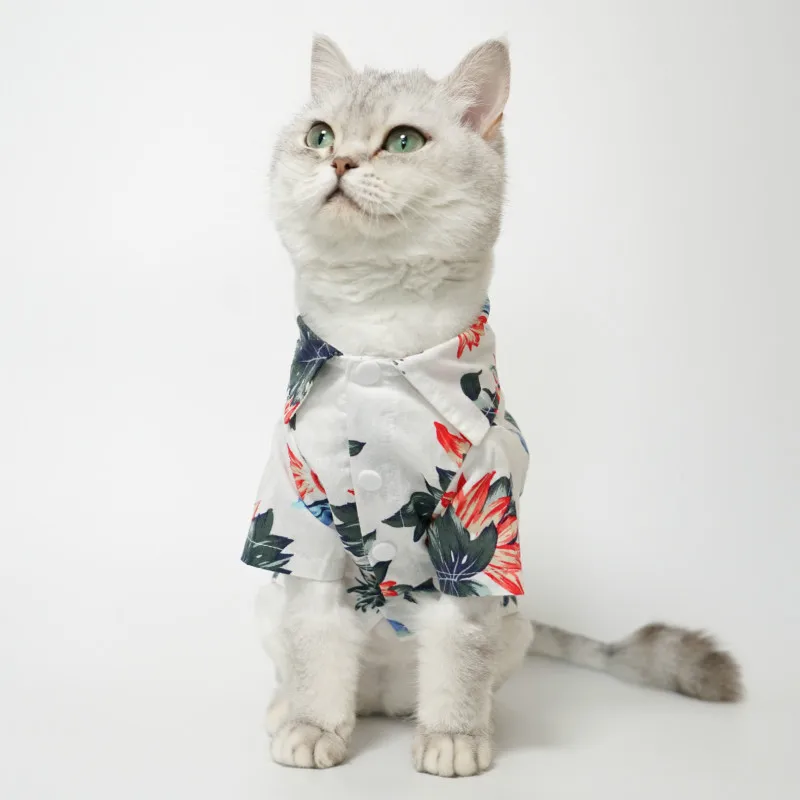 Pet Dog Cat Clothing Hawaiian Style Teddy Bear Schnauzer Shirt Hoodie Clothes Ropa Gato Hoodies | Дом и сад