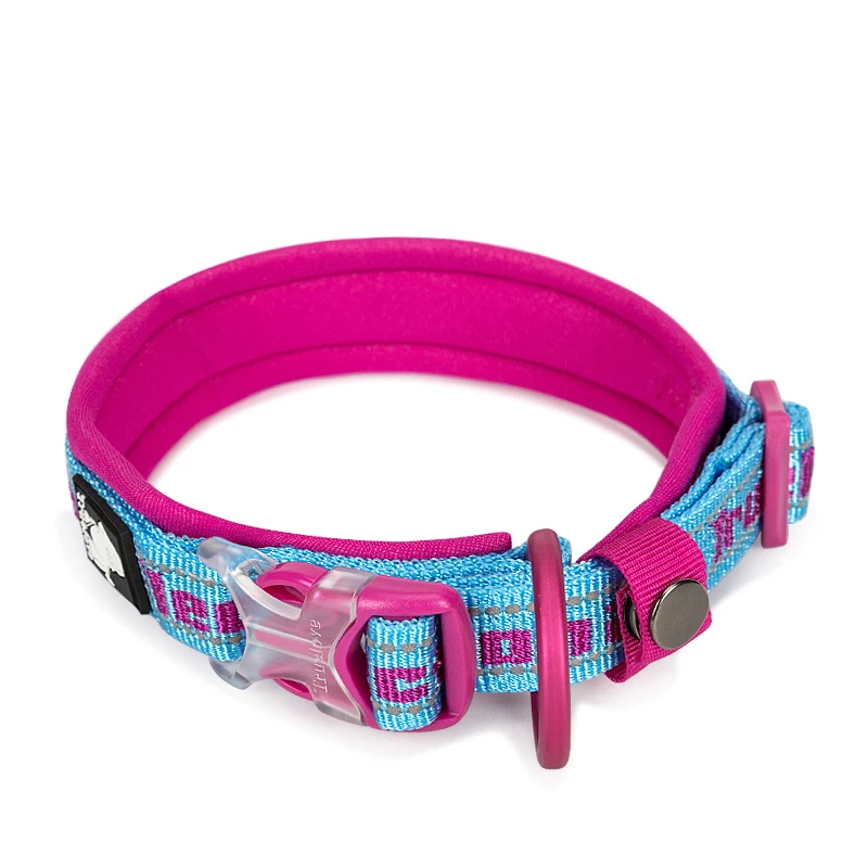 Fuchsia Светоотражающий нейлоновый ошейник Truelove для собак, Мягкий неопреновый крепкий ошейник для собак и щенков, дышащий ошейник для немецкой овчарки - Цвет: Fuchsia