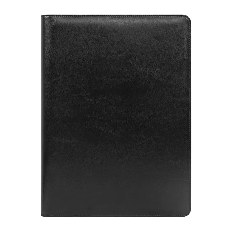 Black no memo A4 PU блокнот файл Материал менеджер escolar Document клип Папка Бизнес офис портфель сумка калькулятор пластина зажим карты ручка - Цвет: Black no memo