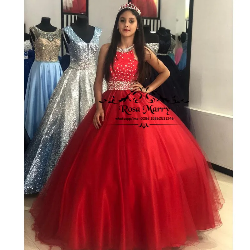 

Роскошный красный сладкий 16 Бальные платья 2020 бальное платье Холтер размера плюс дешевые маскарадные дебютанты Vestidos 15 Anos Выпускные платья
