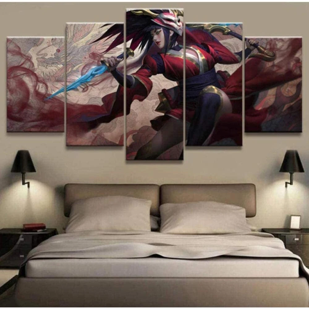 

5 Piece Wall Art Canvas Game Character Posters Female Assassin Pictures And Priuss Modern Home Bedroom Decoration Paintings