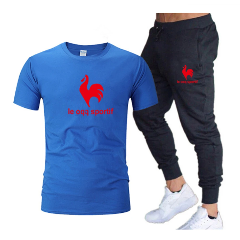 

Men's T-Shirt And Pants Set Casual Two Piece Tracksuit Gym Sportswear Breathable 2021 Summer Fashion New Daily Running Suit