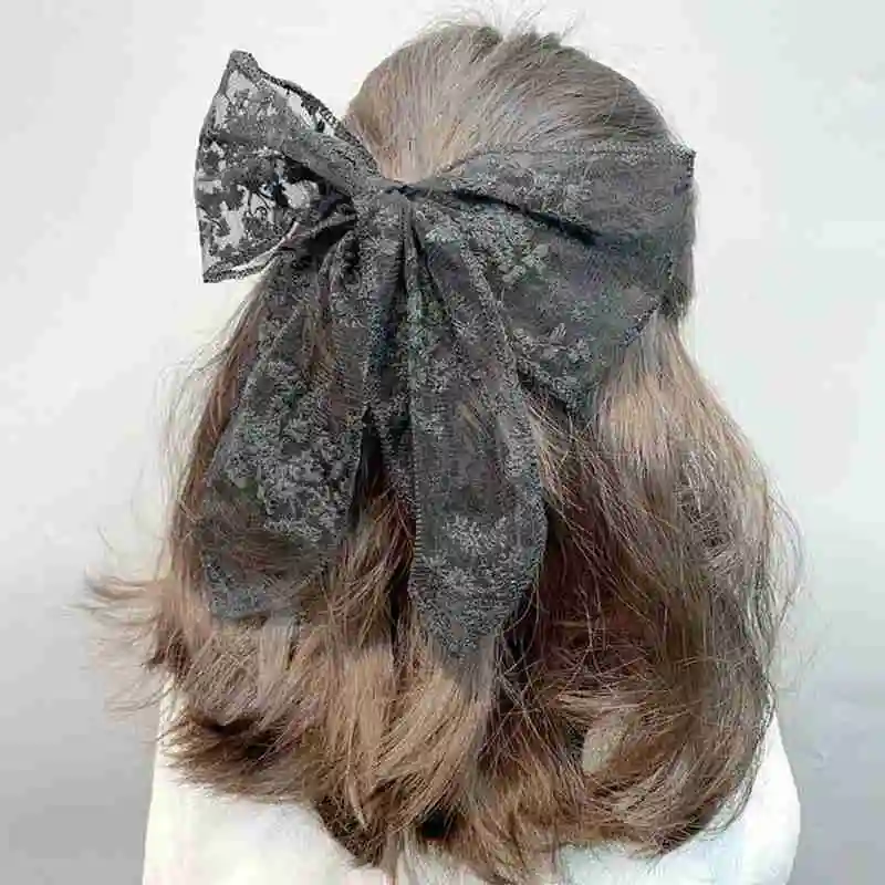 Заколка для волос женская винтажная с кружевным бантом| |