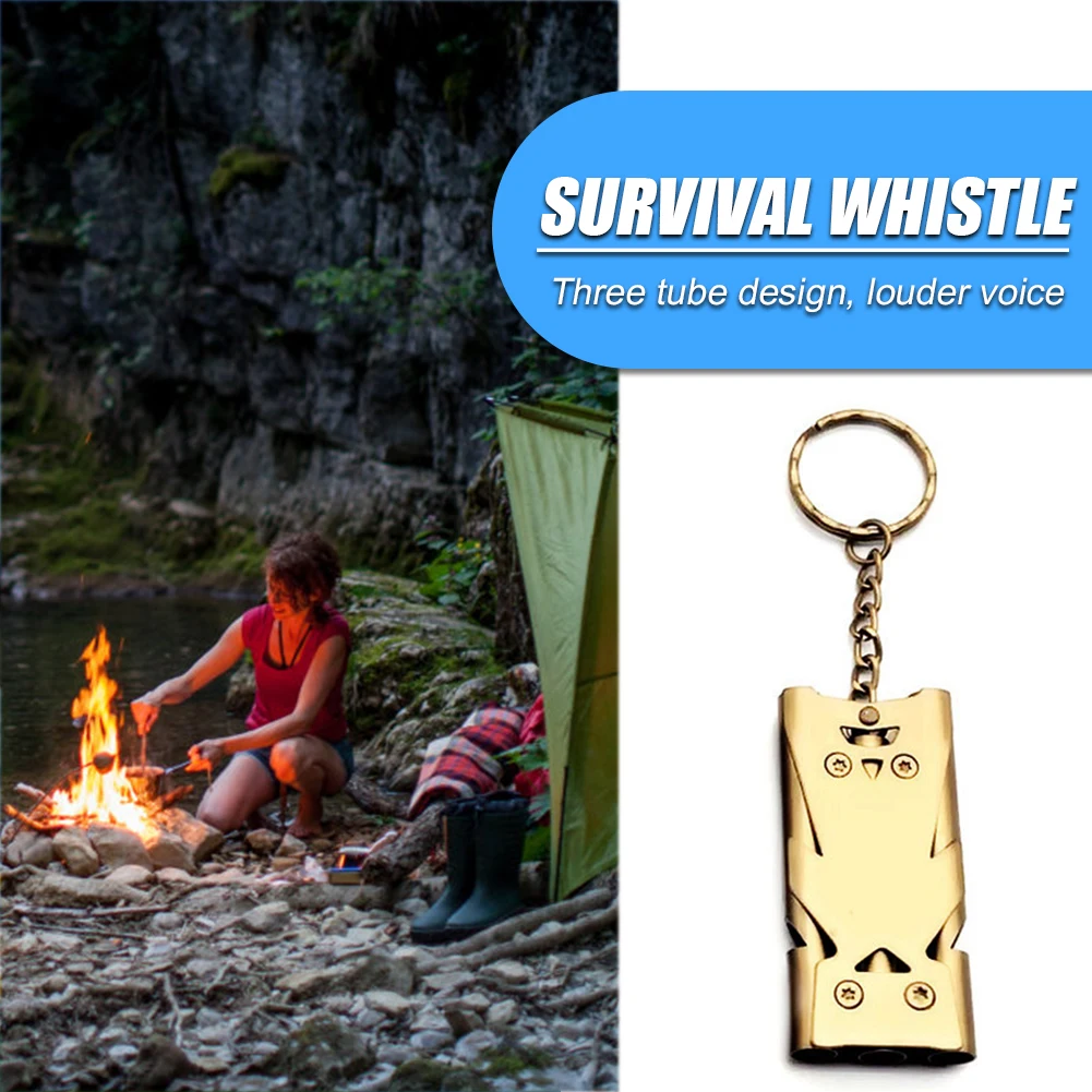 

Portable Three-Pipe Keychain Whistle EDC High Decibel Emergency Whistles Stainless Steel Outdoor Camping Survival Whistle Tools