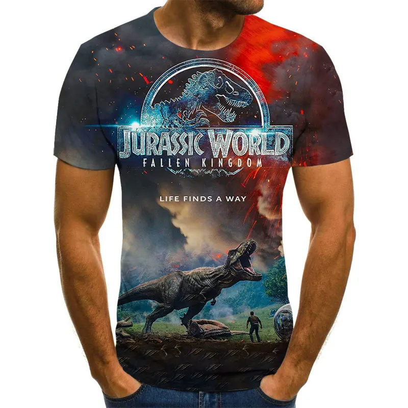 Camiseta con estampado 3D de Jurassic World Fallen Kingdom para niños y niñas, camisa de manga corta