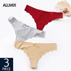 ALLMIX 3 шт.лот сексуальные женские хлопковые трусики комплект нижнего белья Бесшовные стринги с бантом однотонные женские стринги мягкое женское белье