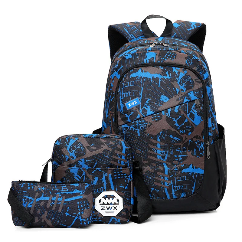 3pcs nylon Fashion Camouflage Boys School Bags Capacity Backpack For Teenagers grils Student Book Bag Men School Backpack Women