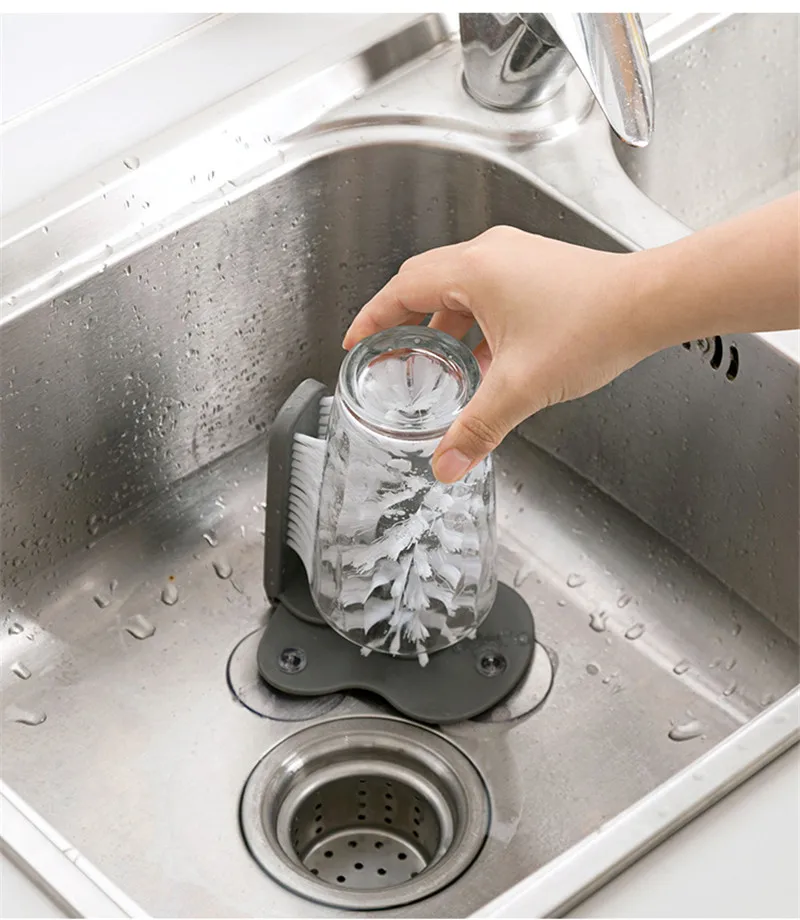 Креативная стеклянная щетка для чистки чашек вина раковины на присоске