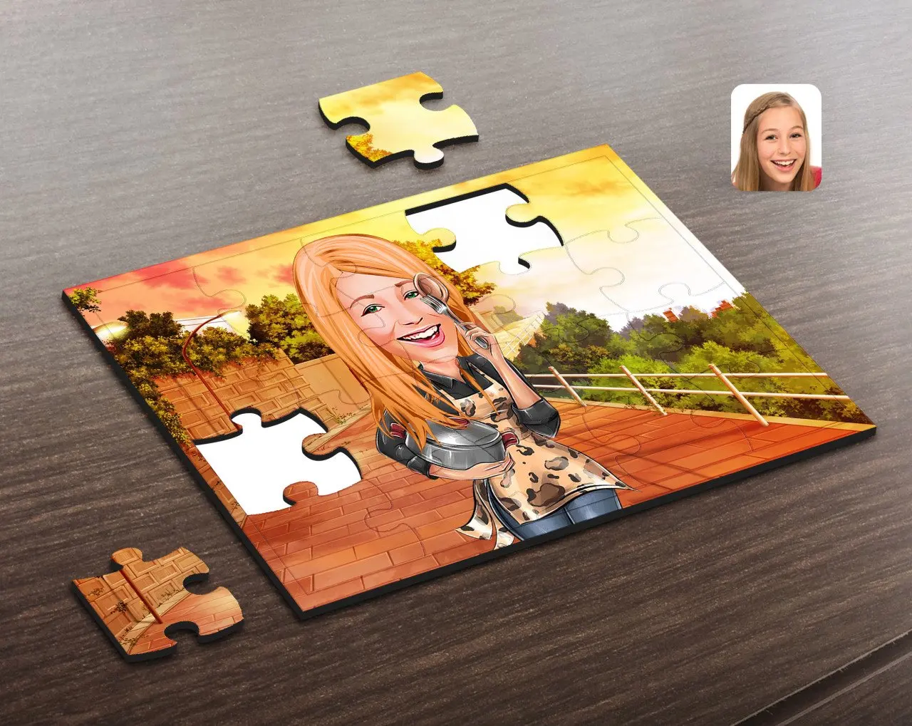 

Personalized Women 'S Cook Caricature Of Wooden Puzzle-2