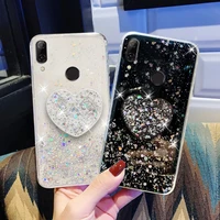 for huawei y7 y9 y6 prime 2019 y5 2018 y6p y7p glitter case on huawei honor 8s 9x 8x 8a 10i 20 pro 10 lite heart holder cover