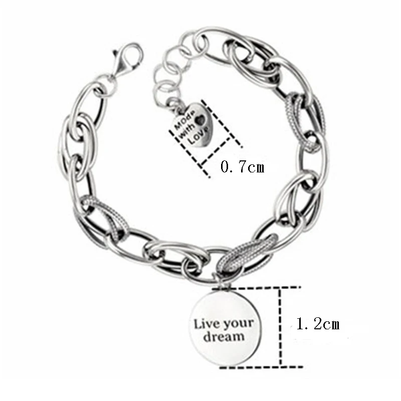 

Ins Vintage Love Letter Pendant Korean Love Pendant Bracelet Retro Thai Silver Thick Chain Round Letter Bracelet Female Jewelry
