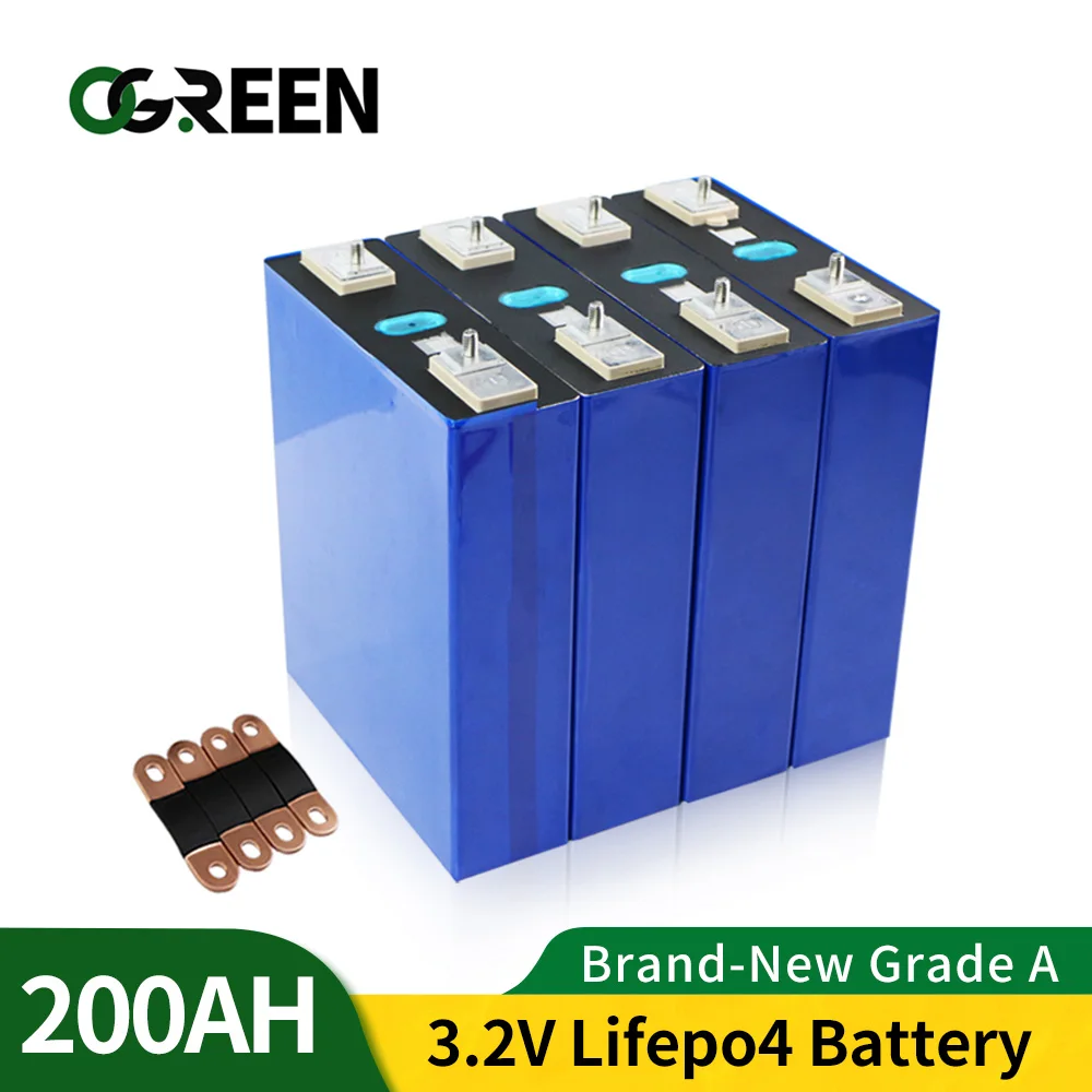 

Ogreen 3.2V Lifepo4 Battery NEW 4-32PCS 200AH Cell High Capacity Deep Cycle 4000 Times For RV Solar System EU US TAX FREE