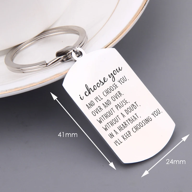 Горячий различный стиль пара брелок с гравировкой я бы выбрать вас элегантный