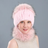 new hot ladies real rex rabbit fur ear protection high imitation fox fur fashion warm dome hat scarf set