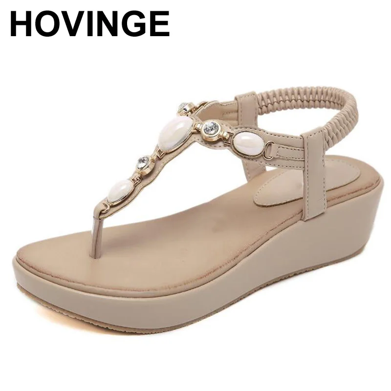 HOVINGE дошкольного модные Вьетнамки Женские сандалии-гладиаторы Обувь на танкетке