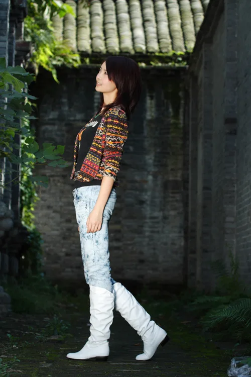 Модные женские сапоги из искусственной кожи весенние Botas Женская эластичная