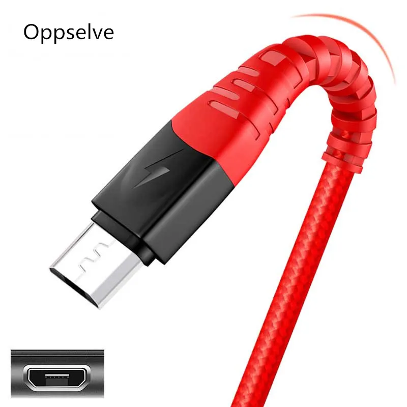Кабель Oppselve Micro USB 1 м 2 3 нейлоновый кабель для быстрой зарядки и передачи данных