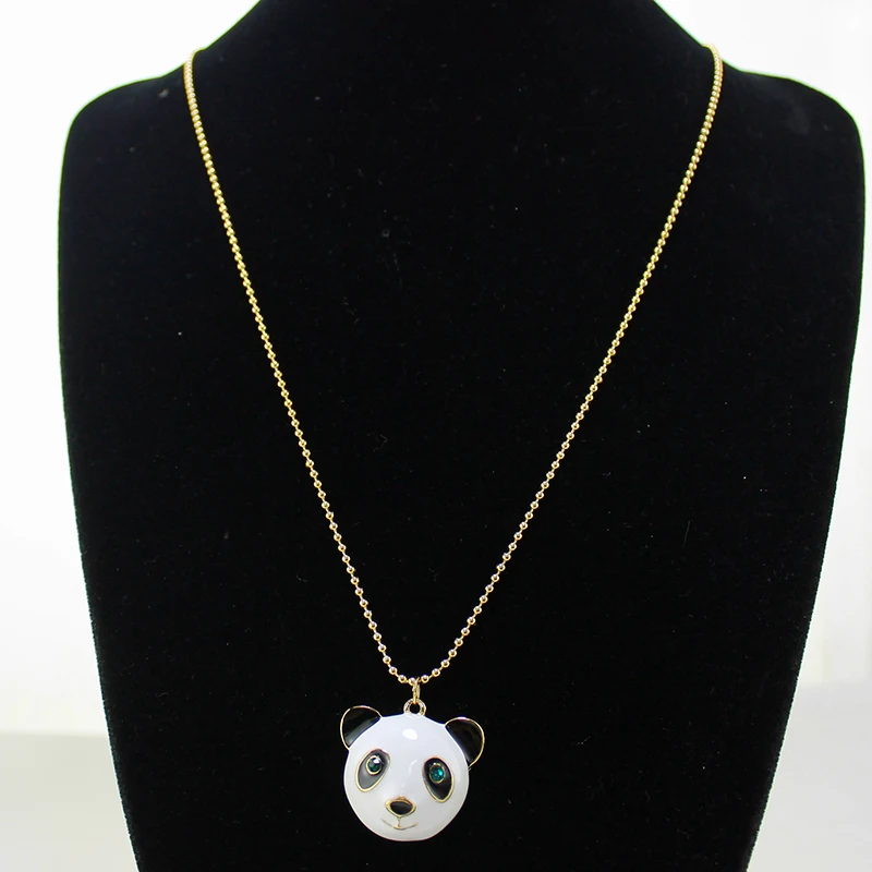 XQ цинковый сплав голова панды кулон длинное ожерелье в виде животного