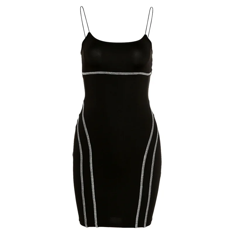 

Europe and the United States 2021 Summer Women's New Suspender Low Cut Open Back Slim Sexy Bag Hip Dress