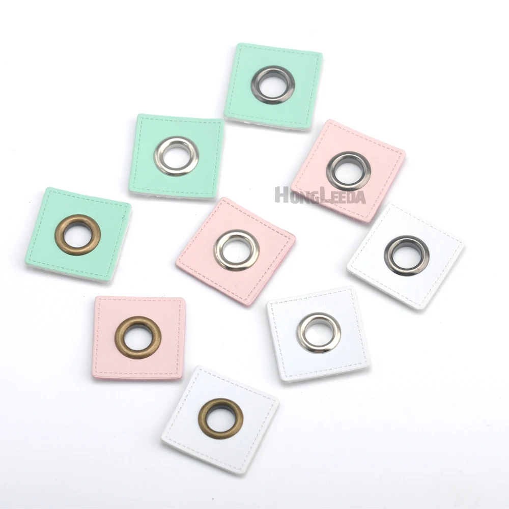 30 шт./лот 27 мм квадратные белые/розовые/Мятные искусственная кожа для шитья