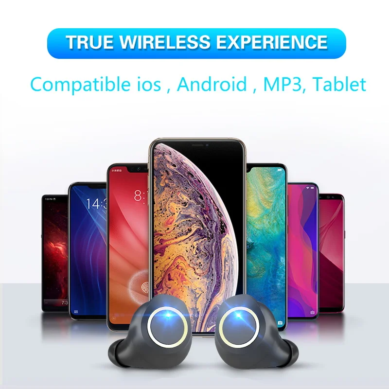 Bluetooth 5 0 беспроводные наушники TWS in Ear Наушники с зарядным чехлом Встроенный