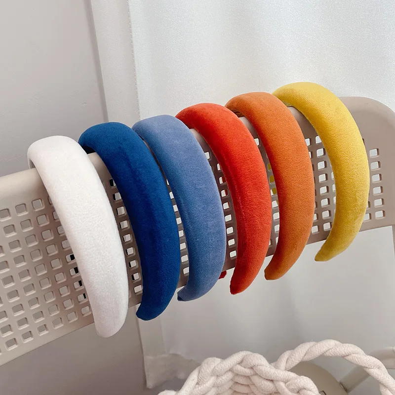 

Korea Padded Headbands Women Wide Bezel Hairbands Thick Velvet Hair Hoop Girls Sponge Non-slip Hairband Fashion Hair Accessories