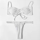 Однотонные бикини Zrtak 2021, женские купальники, купальник с волнистыми лентами, женский белый купальный костюм, бандажные стринги, пляжная одежда с вырезами и кольцами