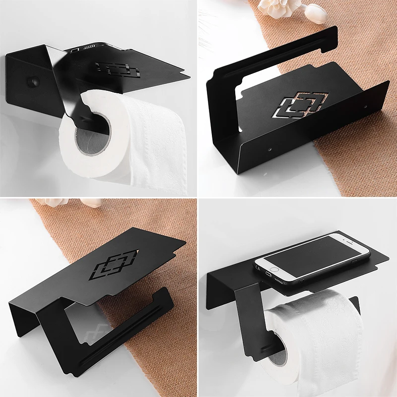 Держатель для полотенец черная алюминиевая вешалка держатель с крюком полка