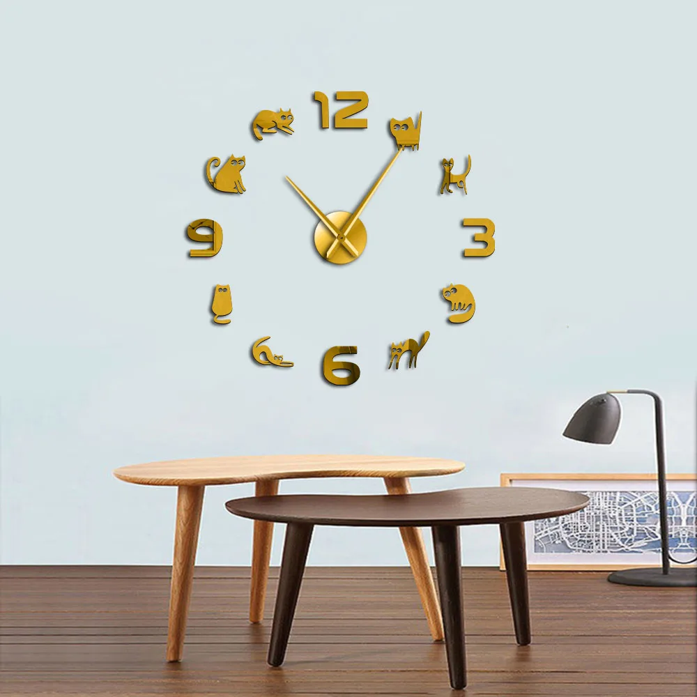 Большие настенные часы сделай сам милые украшения на стену с цифрами киски кошки